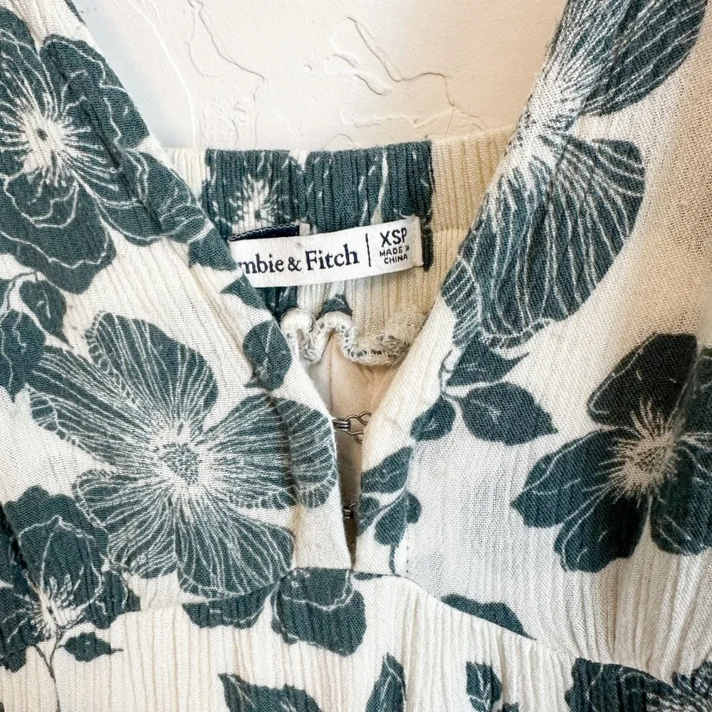 Abercrombie | Tie-Strap Floral Babydoll Midi Dress Green